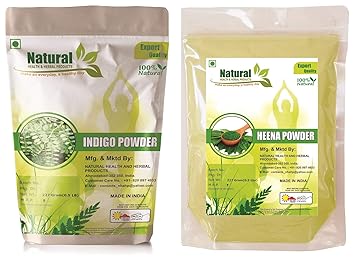 Natural Health and Herbal Products Natural Henna Powder and Natural Indigo Leaves Powder, 227 g (Pack of 2)