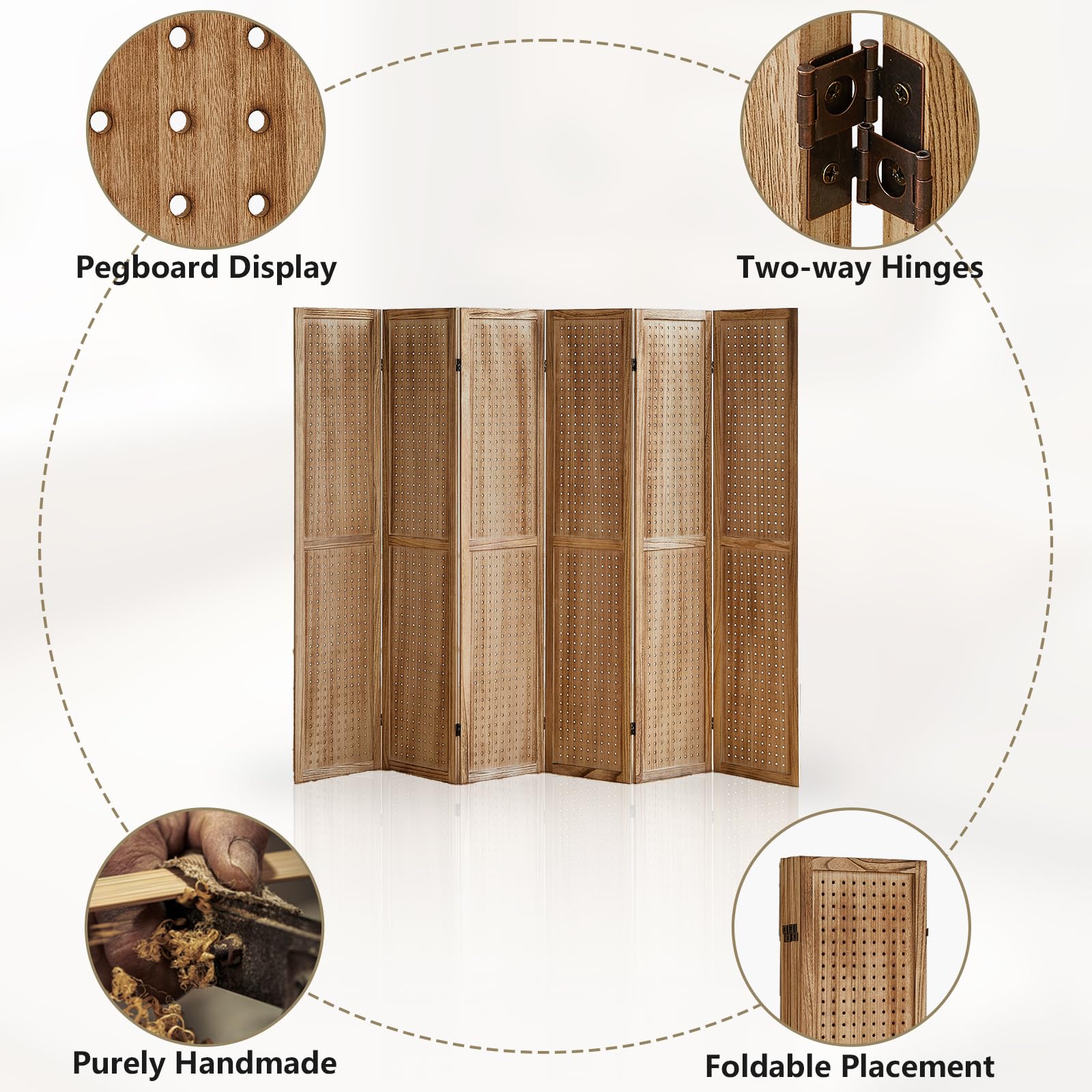 Leesinwing 6 Panel Room Dividers And Folding Privacy Screens, 5.6Ft ...
