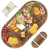Extra Large Magnetic Charcuterie Board Cheese Board Gift Set 3 Part Square & Round & Heart Shaped Acacia Wood Charcuterie Cheese Boards Wooden Tray Serving Board Platter for Valentine
