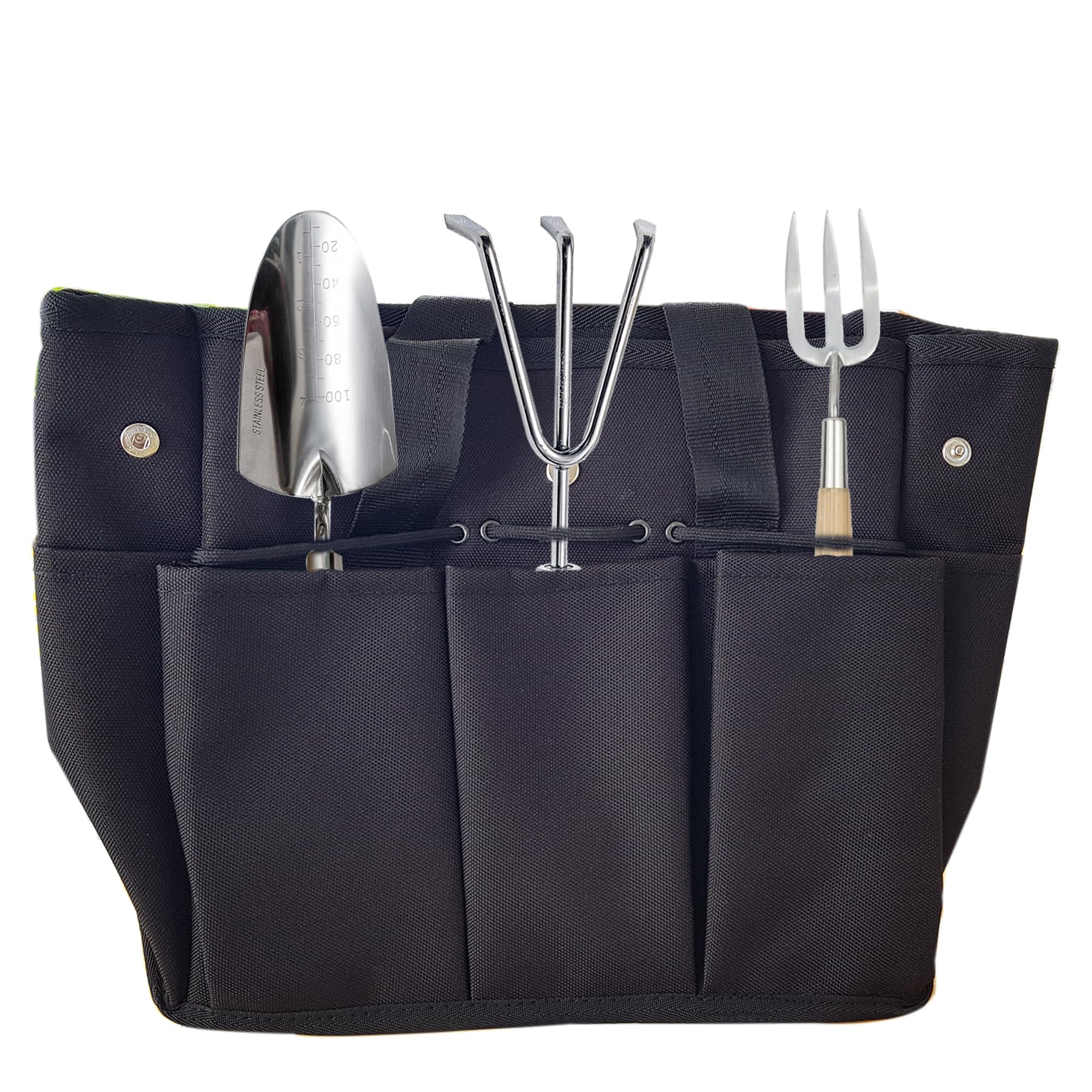Garden Tool Storage Bag With 5 Large Deep Pockets and Durable Strap, Waterproof Heavy Duty Tote Organizer With Handle Belt Pouch, Ideal for Gardener Diy Electrician Mechanic Plumber Craftsman