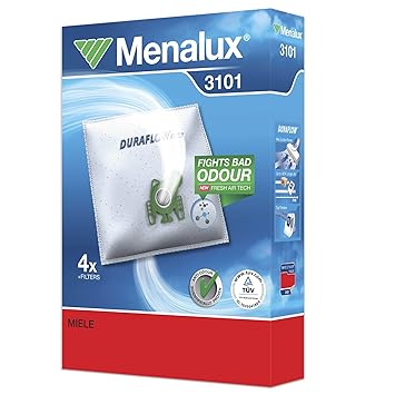 Menalux 3101, 4 Staubsaugerbeutel Synthetik Duraflow, für Miele Complete C2, complete C3, Typ GN, S2, S5, S8, S8310, S8340, H