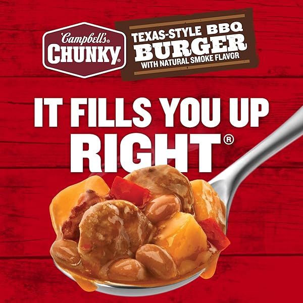 CAMPBELL’S CHUNKY TEXAS-STYLE BBQ BURGER WITH NATURAL SMOKE FLAVOR SOUP, 18.8 OZ CAN