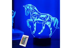 OkiyiD Horse Gifts for Girls, Horse Night Light, 3D Illusion Lamp with 16 Colors Remote Control - Perfect for Girl's Room Christmas Decoration, Boys' Kids Room, Holiday Birthday Gift