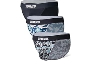Separatec Men's Bikini Briefs Dual Pouch Bulge Enhancing Soft Support Breathable Mens String Bikini Briefs Tagless 3 Pack