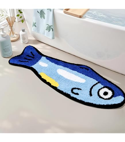 Amazon.com: Cute Fish Bath Mat for Bathroom,Non-Slip Absorbent