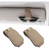 Yuoyar 2 Packs Magnetic Sunglass Holder for Car Visor (Beige) | Magnetic Interior Car Accessories