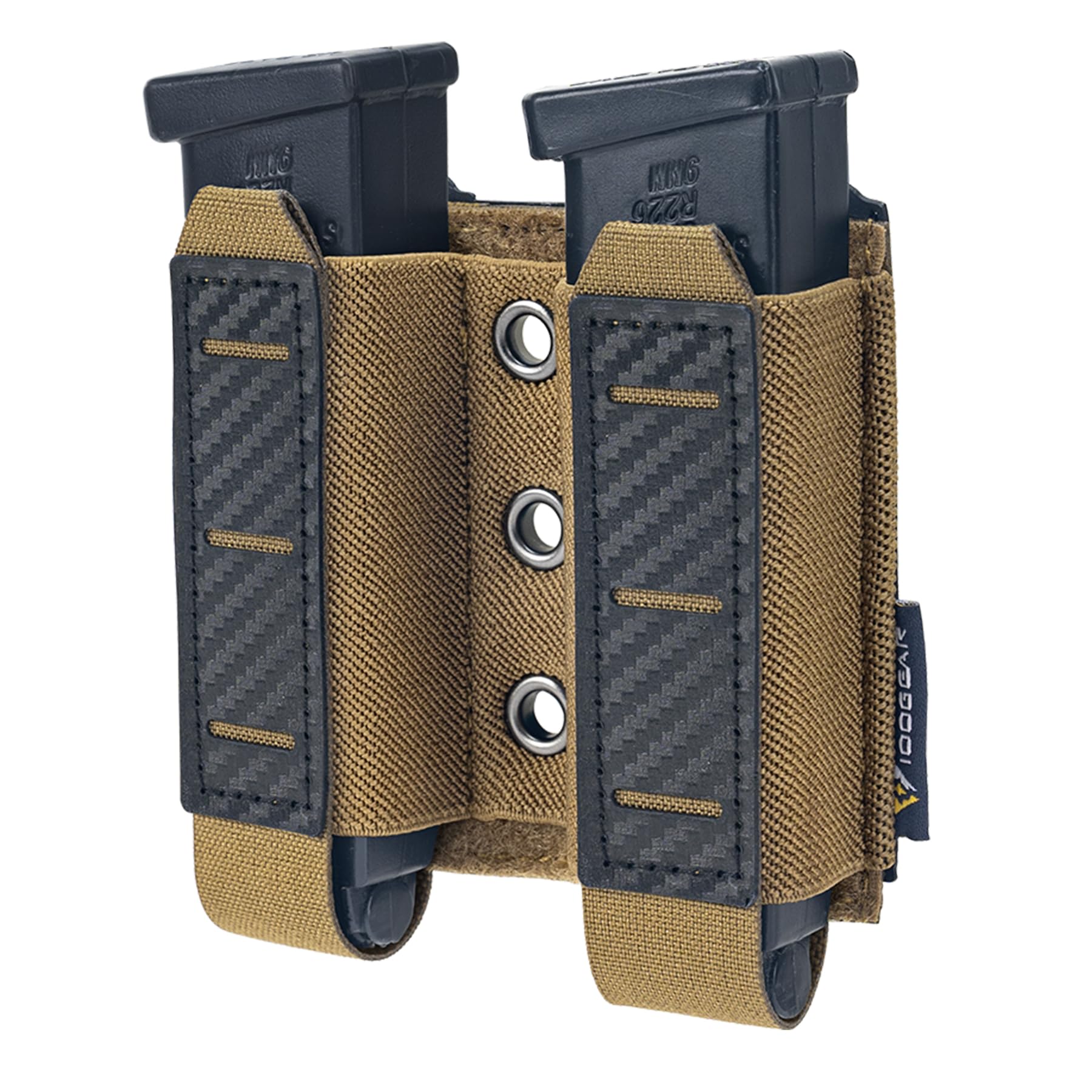 IDOGEAR Mag Pouch Molle Magazine Pouch 9MM Double Stack Elastic Magazine Holster with Inner Loop Panel Laser-Cut Mag Carrier (Coyote Brown)