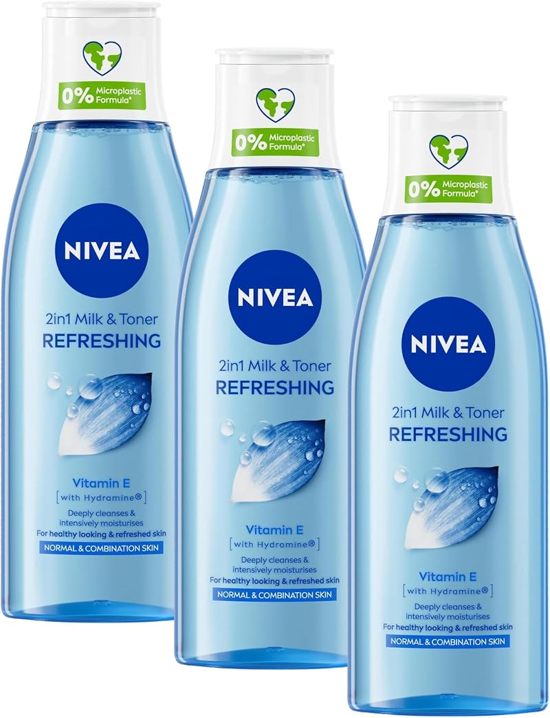 NIVEA 2 in 1 Refreshing Milk & Toner 200ml Pack of 3