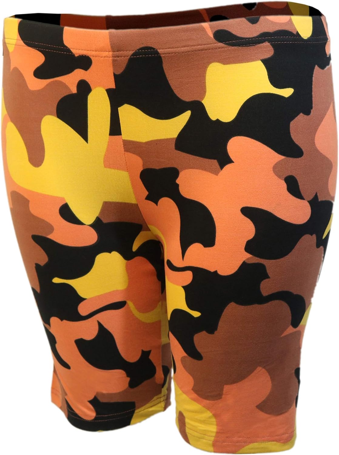 orange camo cycling shorts