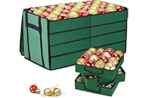 Mrrihand Christmas Ornament Storage Box, Christmas Storage Containers with 8 Individual Trays, Keeps 128 Holiday Ornaments 3-Inch, Dual Zipper, Adjustable Dividers, 600D Tear-Resistant Oxford(Green)