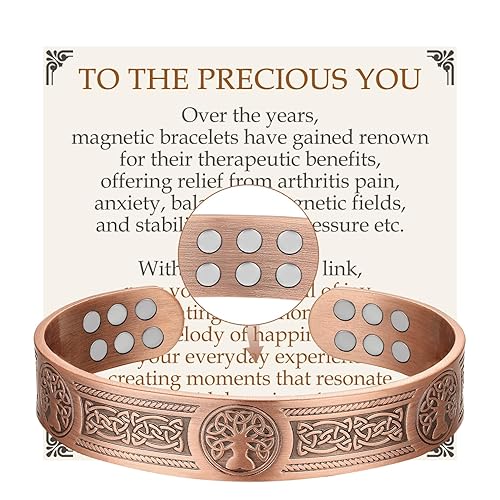 Feraco Copper Bracelet for Men, 18X Enhanced Strength Magnetic