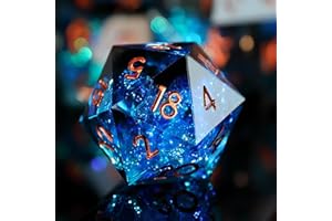 Resin DND Dice Set, Dungeons and Dragons Handmade Sharp Edge D&D Dice with Gifts Box 7 Piece Role Playing Dice TTRPG Table Ga