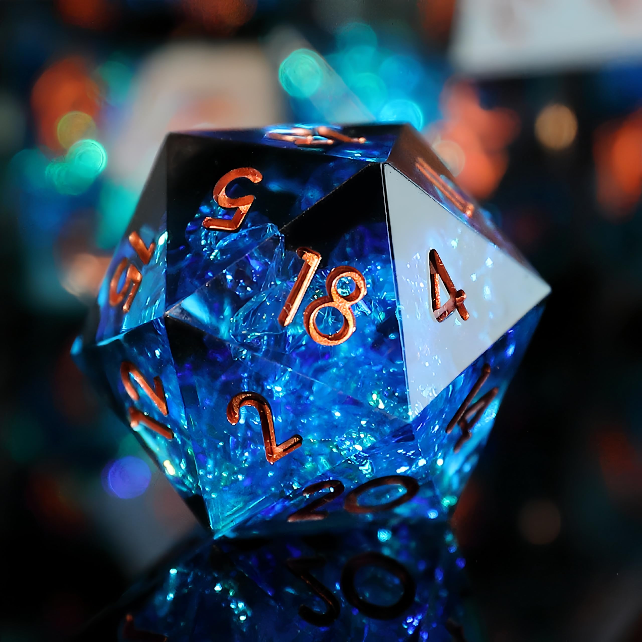 DND Dice Set 7pcs D4 D6 D8 D10 D12 D20 D% Polyhedral Handmade Resin Sharp Edged D&D Dice for Dungeons and Dragons Pathfinder Roll Playing Table Games RPG MTG Games with Gift Box — image 1