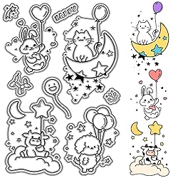 CRASPIRE Cartoon Animal Clear Stamps Cow Rabbit Cat