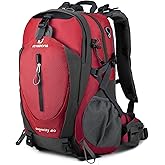 FENGDONG 40L Waterproof Lightweight Hiking,Camping,Travel Backpack for Men Women Red
