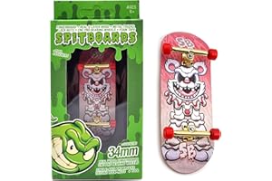 SPITBOARDS® 34mm x 96mm Pro Fingerboard Set-Up (Complete) | Real Wood Deck | Pro Trucks with Lock-Nuts and Pro Bushings | Polyurethane Pro Wheels with Bearings | Hahaha Clown