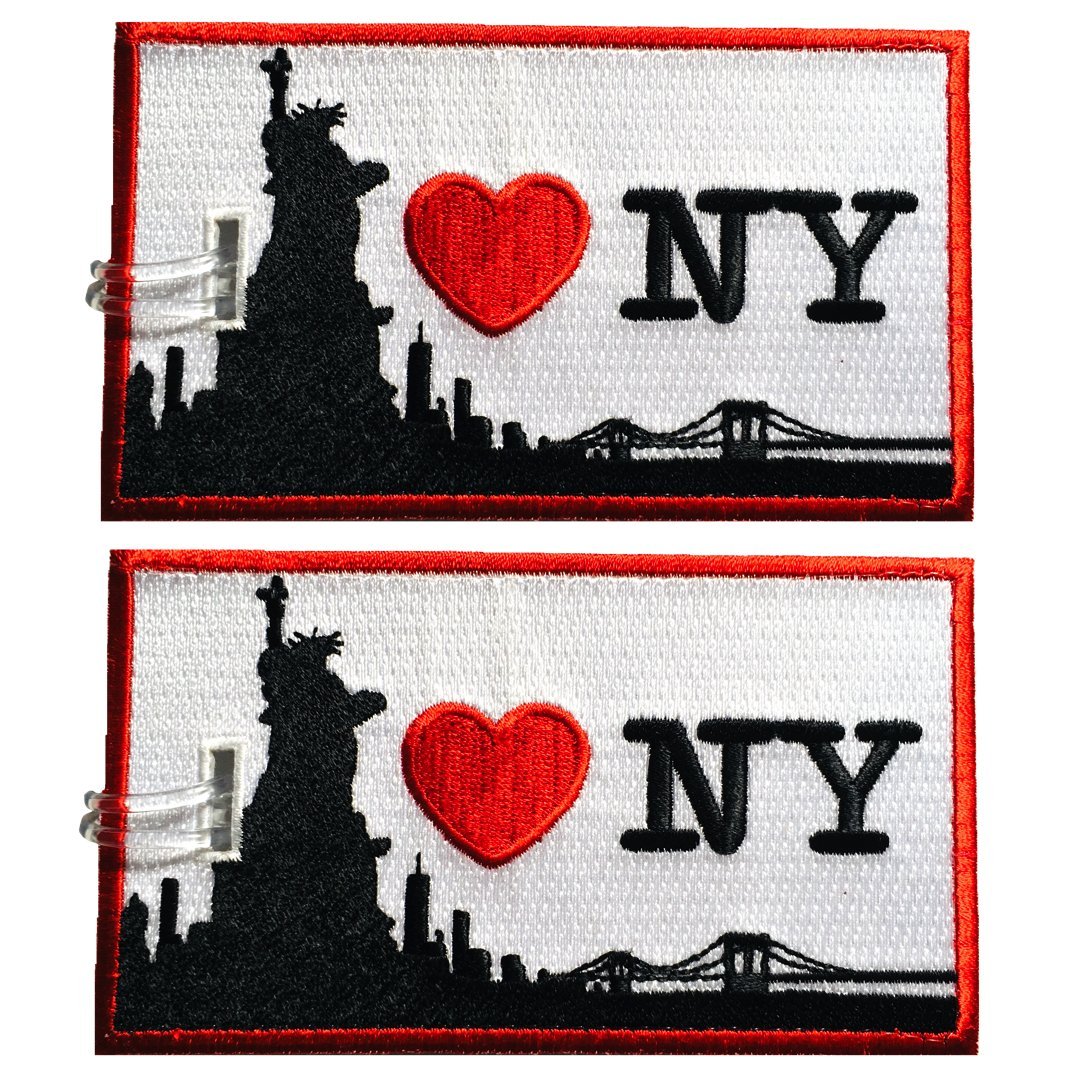 Luggage Tag, I Love New-York, Embroidered, 2 pack, (NEVER BREAKS!)