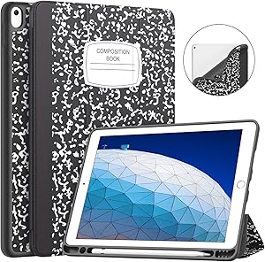 Soke iPad Air 3 Case 2019 with Pencil Holder, Premium Trifold Case, Strong Protection, Auto Sleep/Wake, Ultra Slim Soft TPU Back Cover for iPad Air 3rd Generation 2019/iPad Pro 10.5 2017 (Book Black)