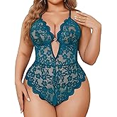 Avidlove Women Plus Size Lingerie Lace Teddy Deep V Lingerie Bodysuit One Piece Babydoll 14-22 Plus