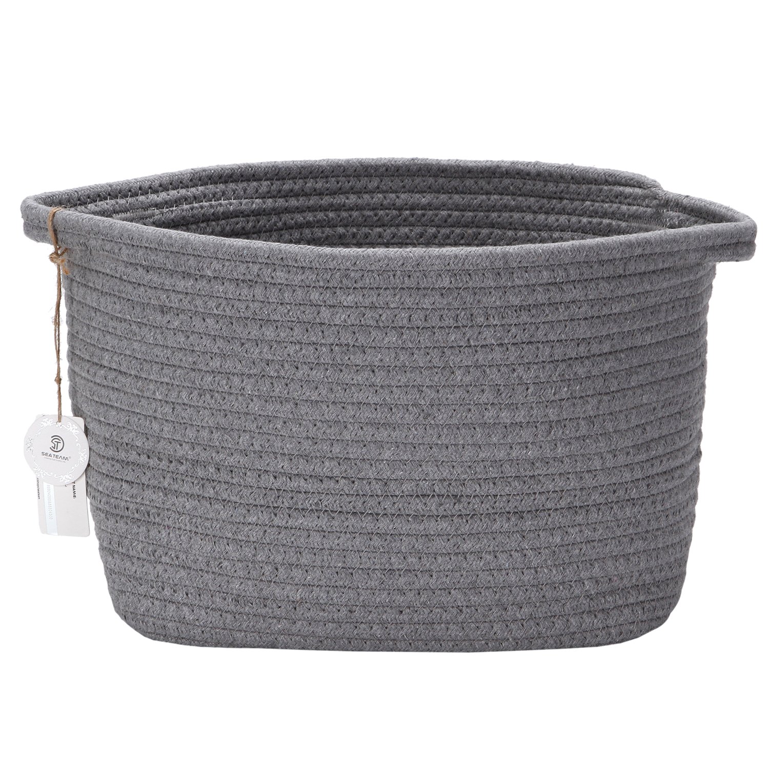 Hinwo Oval Cotton Rope Storage Basket Collapsible Nursery Storage Box