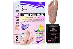 MonaLora Foot Peel Mask for Dry, Cracked Heels – Exfoliating Callus Remover with Natural Fruit Extracts – Baby Soft Feet in 1 Week – 2 Packs | Lavender Scent
