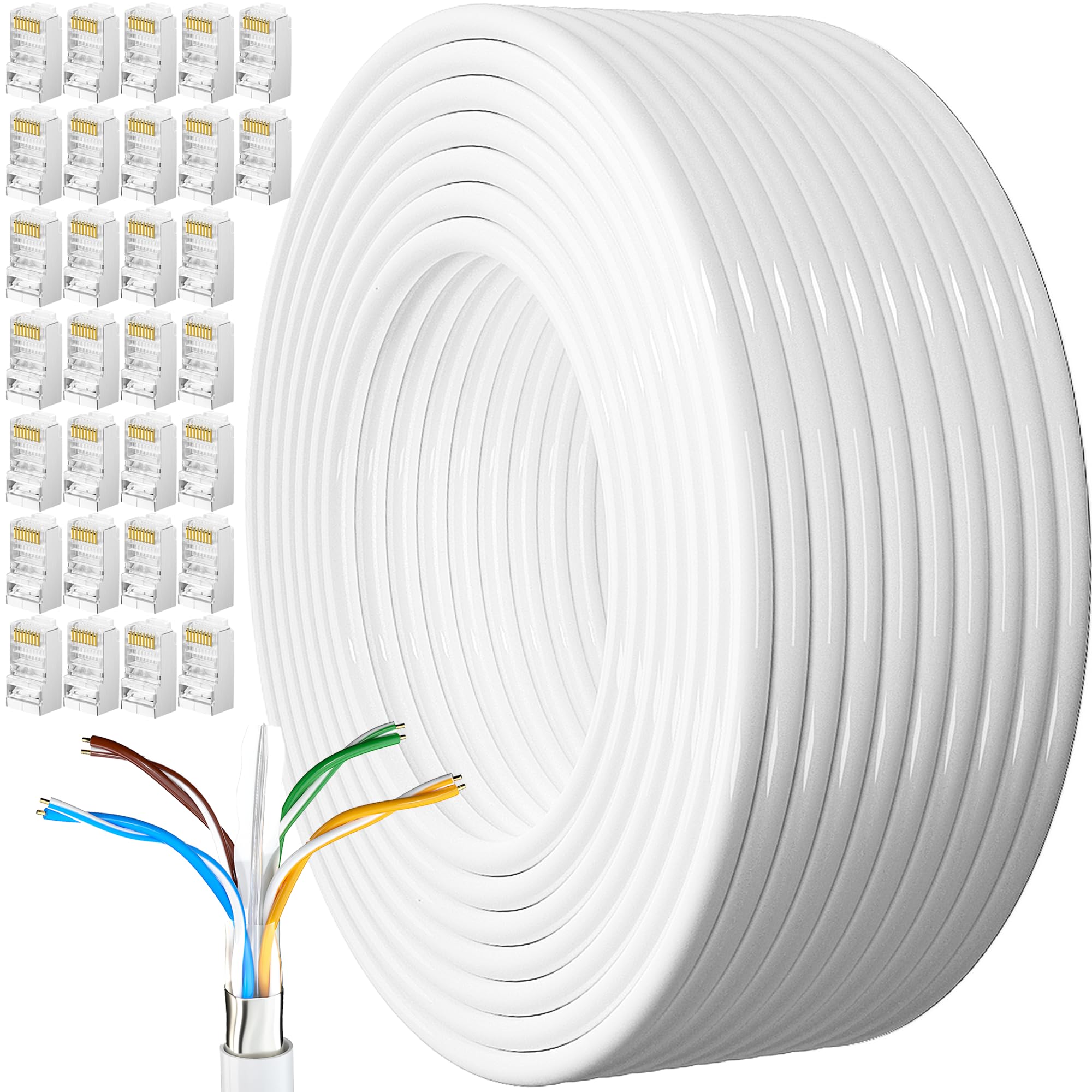 MEIPEK 150m Cat 6 Ethernet Cable External Outdoor Internet Cable 150 Meters Bulk FTP 23AWG Lan Extra Long High Speed Network Shielded Wifi Rj45 Patch