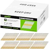 meite 30 Degree Framing Nails 3 Inch x .120 Inch Ring Shank Paper Collated Nails for 30-34 Degree Framing Nailer, Electro-Galvanized Offset Round Head Framing Nails for Sheathing Decking 2,000PCS