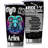 Aries Constellation Tumblers, Astrology Fans Gifts for Men and Women, 20oz Stainless Steel Insulated Tumblers with Lid, Double Wall Vacuum Water Cups for Hot & Iced Coffee Drinks