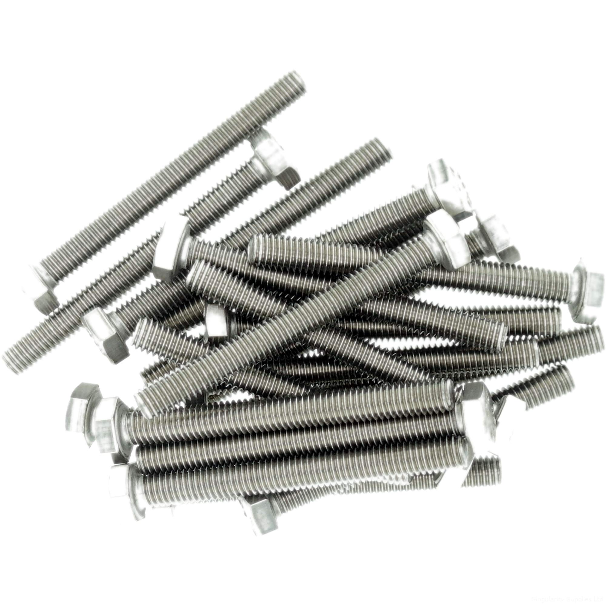 M2.5 (2.5mm x 3mm) Hex Bolt (Fully Threaded Setscrew) - Stainless Steel (A2) (Pack of 20)