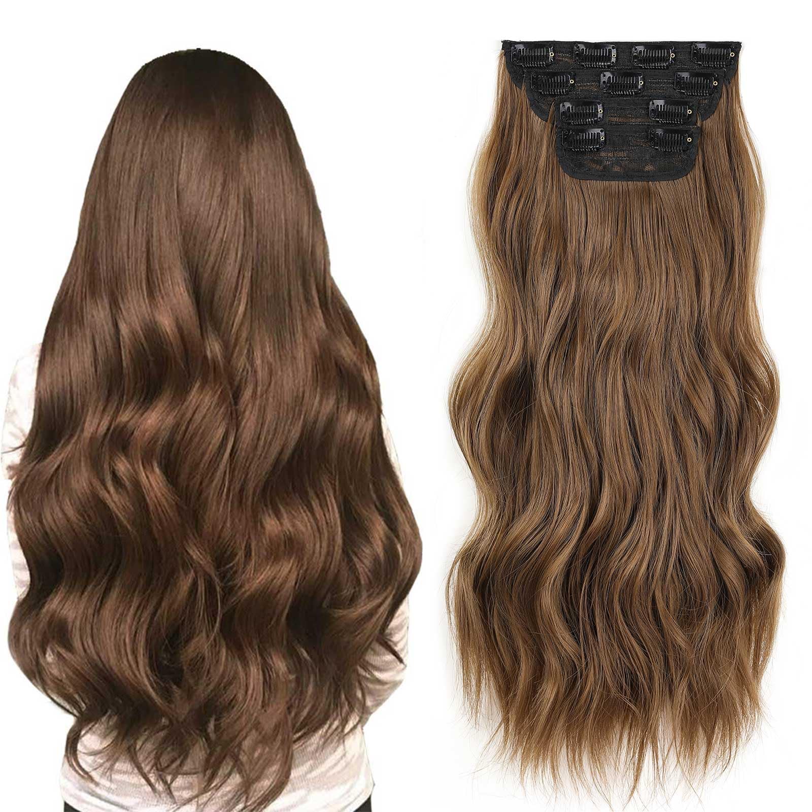 Xtrend 20Inch Long Wavy Hair Extensions Clip In Set, Thick Curly Wavy Synthetic Pieces for Women & Girls (4PCS Full Head, 89) โ image 1
