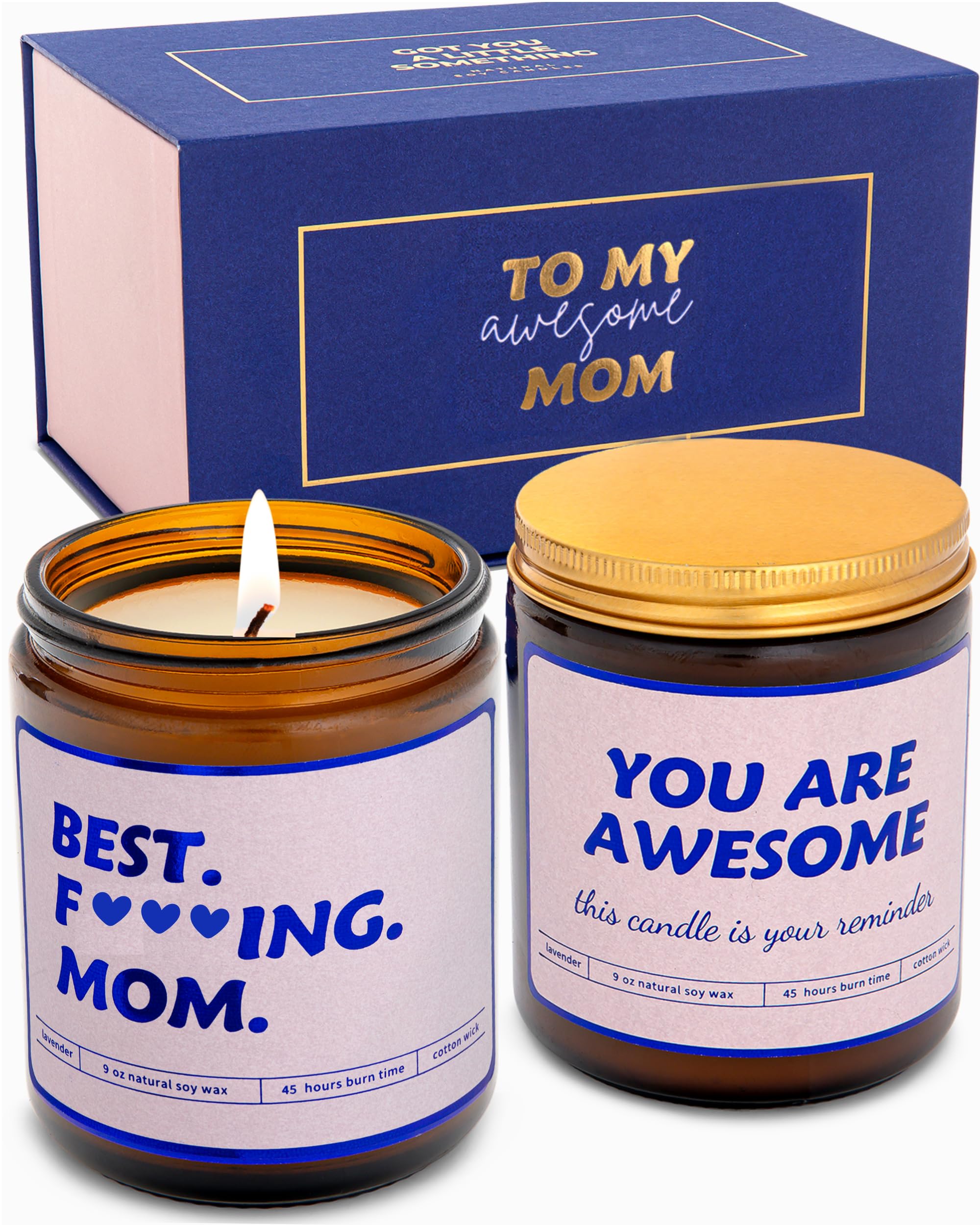 Photo 1 of Birthday Gift Set for Mom - 2 Scented Candles for Cool Moms - Funny Gifts from Daughter, Son, Kids - Funny Present Idea for Mother | Mom Birthday Candle | Mothers Day Gift for Moms