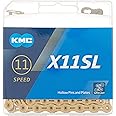KMC X11 Chain 11-Speed SL-Series | Mountain Bike/Road/Gravel | Shimano, SRAM, Campagnolo Compatible | Missing Link Included | Gold Titainim Nitride Coat