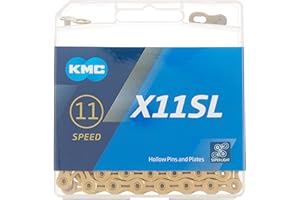 KMC X11 Chain 11-Speed SL-Series | Mountain Bike/Road/Gravel | Shimano, SRAM, Campagnolo Compatible | Missing Link Included | Gold Titainim Nitride Coat