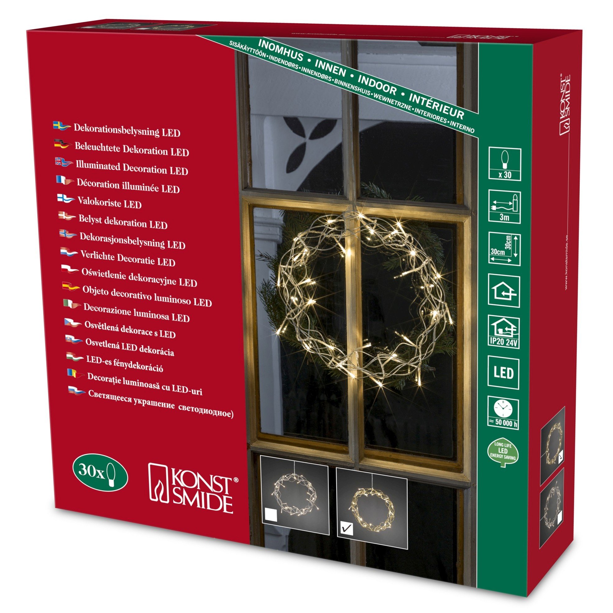 Konstsmide "Metal Silhouettes Wreath" LED Decoration, Golden