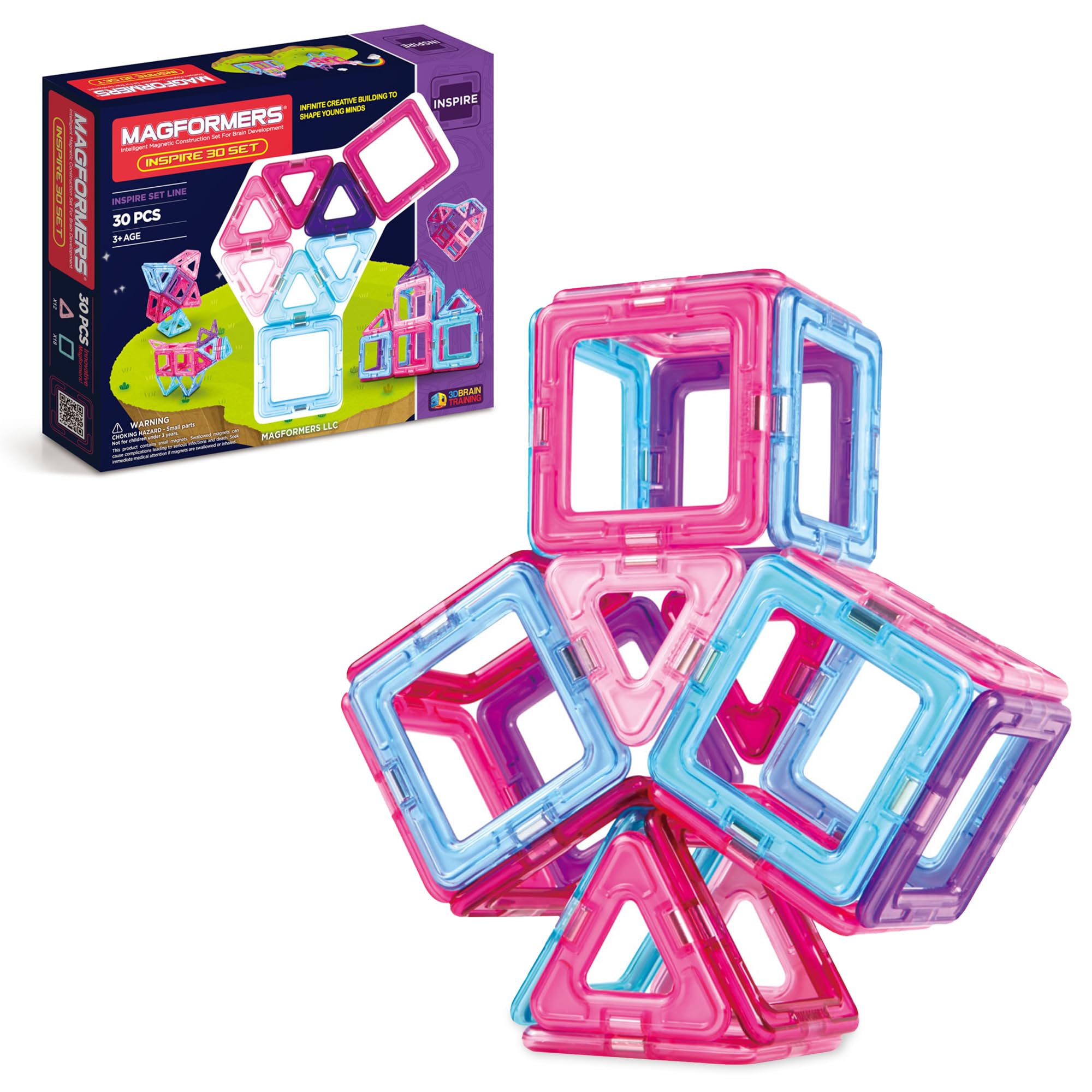 Photo 1 of Magformers Inspire 30-Piece Set | Magnetic Tiles Building Blocks, Educational Kit, STEM Toy Set | Magnetic Building Tiles for Kids to Develop Problem-Solving Abilities and Shape Recognition