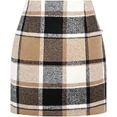 WIFFGO Womens Plaid Skirt 2026 Spring Dress Fall High Waisted Mini Wool Bodycon Pencil A line Dresses Outifts
