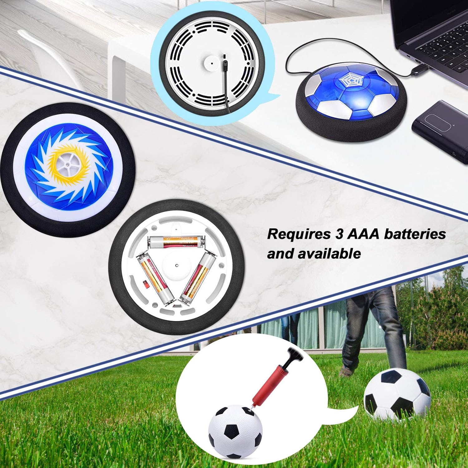 NextX Hover Hockey Soccer Toys for Kids Indoor & Outdoor Games Hovering Hockey Games Rechargeable Soccer Ball with Led Light for 3-12 Year Old Kids: Toys & Games