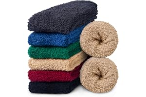 LORITTA Mens Fuzzy Socks, Warm Winter Fluffy Cozy Slipper Fleece Socks for Men