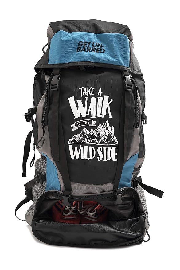 Mufubu Presents Get Unbarred 55 LTR Rucksack for Trekking, Hiking with Shoe Compartment