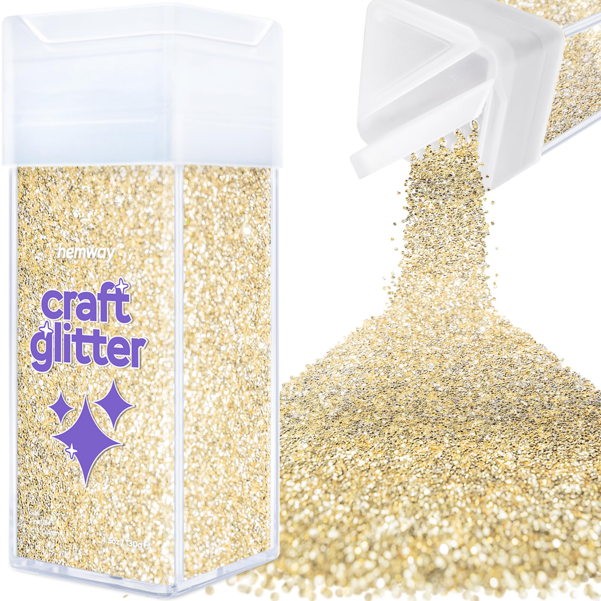 Hemway Glitter Shaker Champagne Gold 110g Fine, Craft Glitter Shaker for Resin & Epoxy Crafts, Christmas Art Supplies, Nail, Body, Face, Eye, Festival, Crafting, Slime, Sparkle
