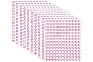 1680 Pieces 0.5 Inch Circle-Backed Letter Stickers, 10 Sheets Alphabet and Number Stickers with Cute Designs, Vinyl Stickers 
