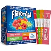 Flavor Aid Singles To Go Drink Mix, Aguas Frescas Variety Pack, 50 Packets | Sugar Free, Powdered Drink Mix Packets, Water Flavoring Packets, Strawberry Watermelon, Cucumber Limeaid, Mango, Jamaica