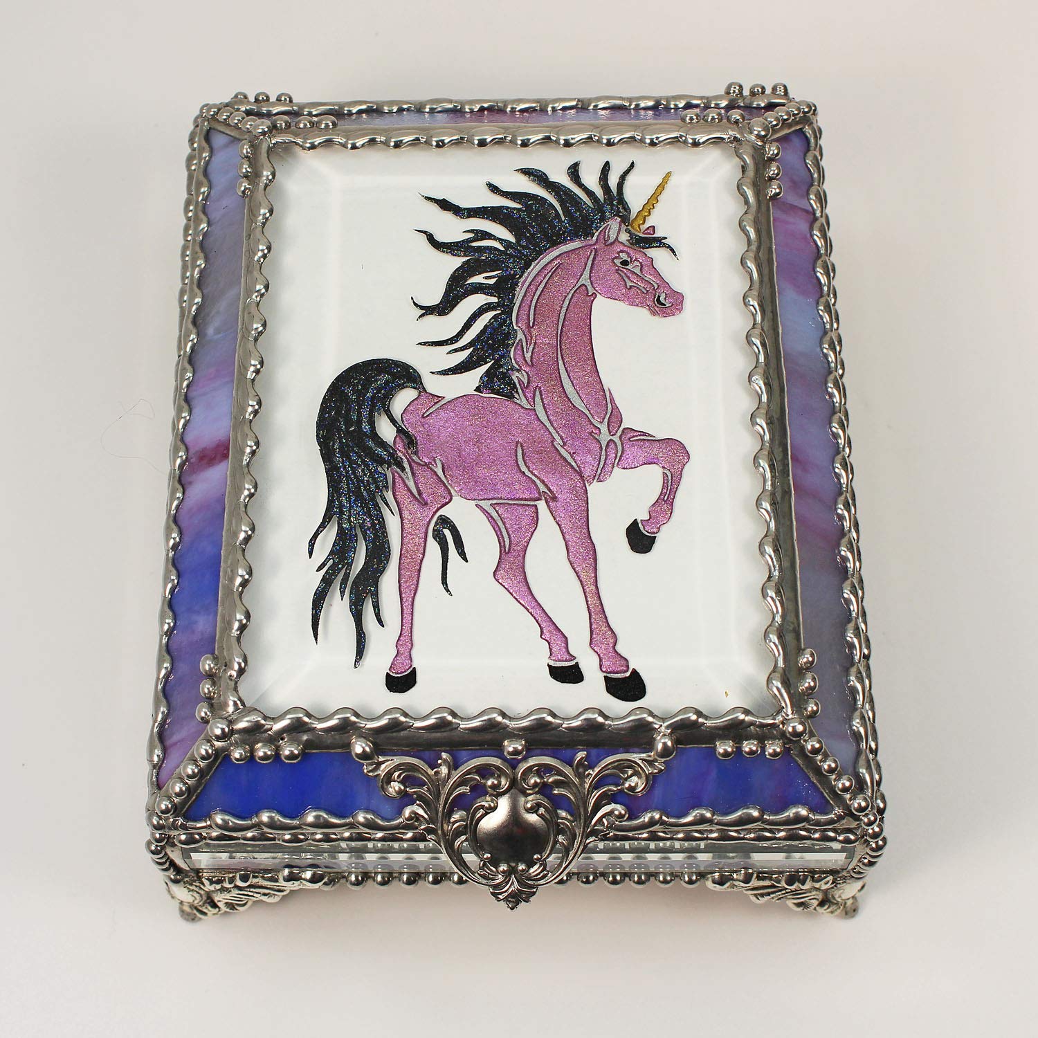 Unicorn Stained Glass Jewelry Box Handmade