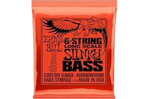 Ernie Ball Slinky Nickel Wound Long Scale 6-String Electric Bass Strings 32-130 Gauge