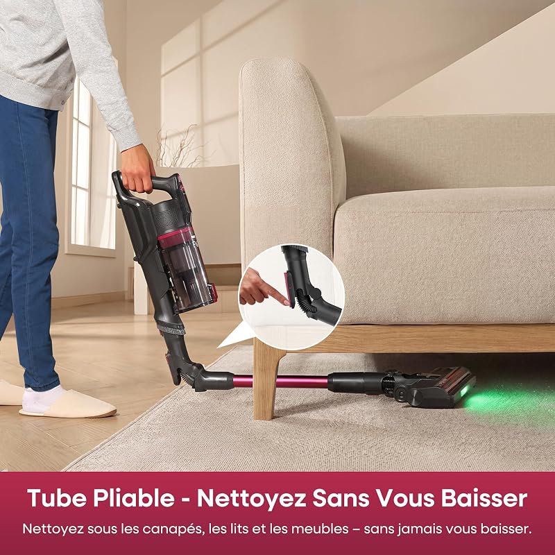 FV3 Aspirateur Balai Sans Fil, 60 kPa/50 Min/120 m², Animaux, Tube Courbé — photo 6 sur 8