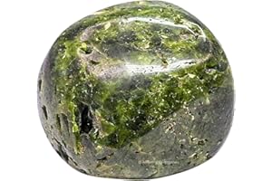 AMAZING GEMSTONE Green Tourmaline with Matrix Crystal Tumbled Stones Polished Rocks - Natural Gem Stones for Healing - DIY Crystals for Protection (1 Piece)