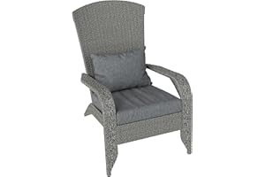 Outsunny Patio Wicker Adirondack Chair, Outdoor PE Rattan Fire Pit Chair, Muskoka Chair w/Soft Cushion, Tall Curved Backrest 