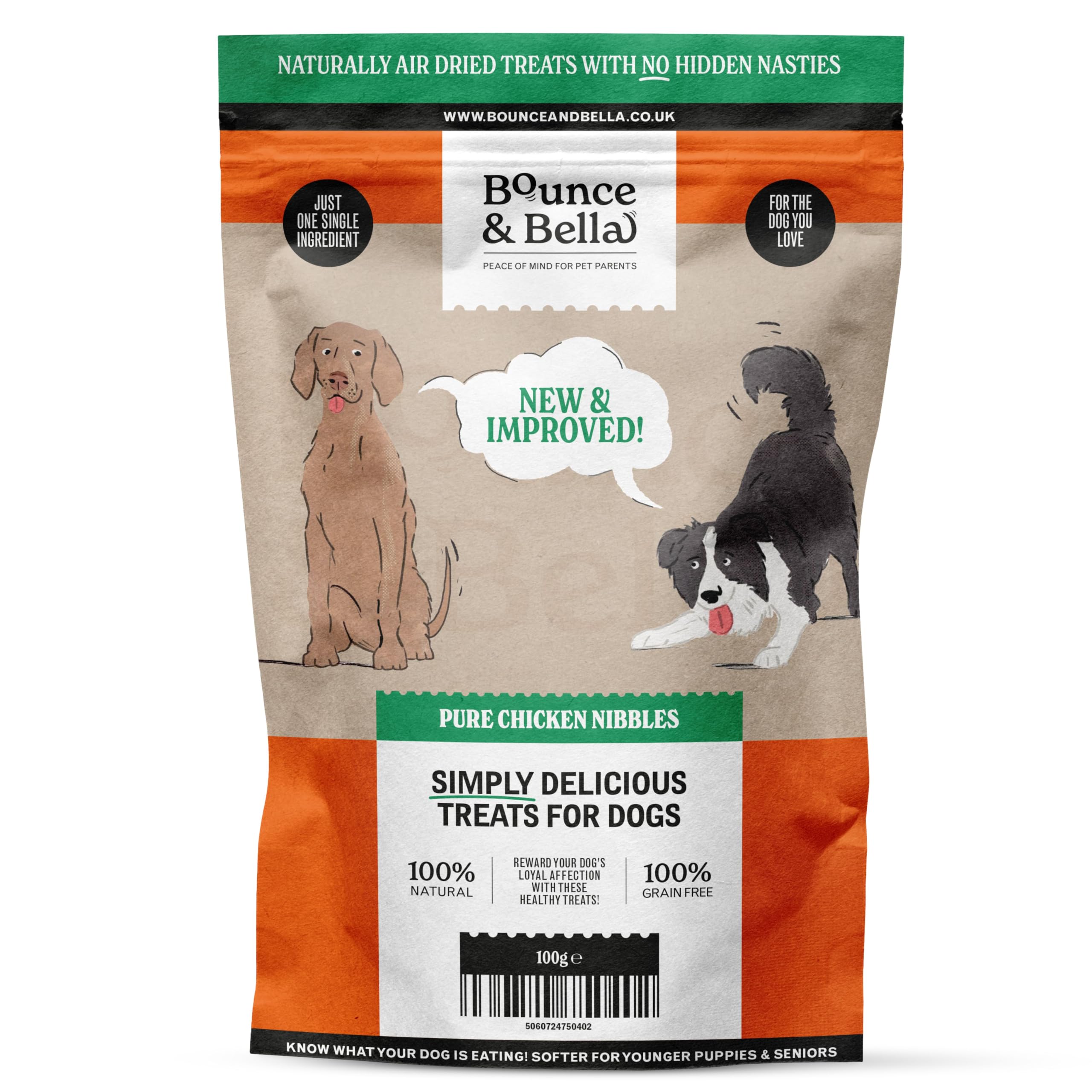 Bounce and Bella Pure Chicken Nibbles – 100% Natural, Single-Ingredient Dog Treats – Grain-Free, No Nasties, Perfect for Puppies & Dogs of All Ages, 100g