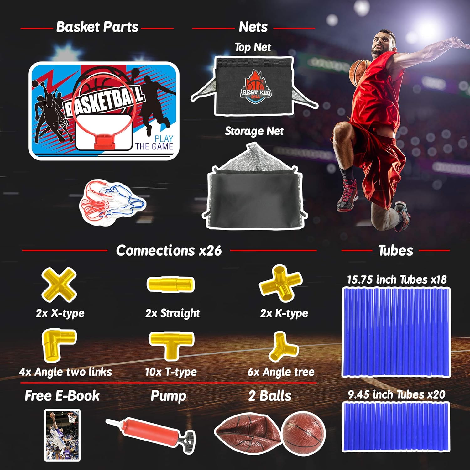Arcade Blue Basketball Hoop Game by BestKidBall – Basement Toys – Basketball Hoop for Kids – Basketball Game with Hoop Training System – Kids Indoor Sports Toys – Fun and Entertaining: Toys & Games