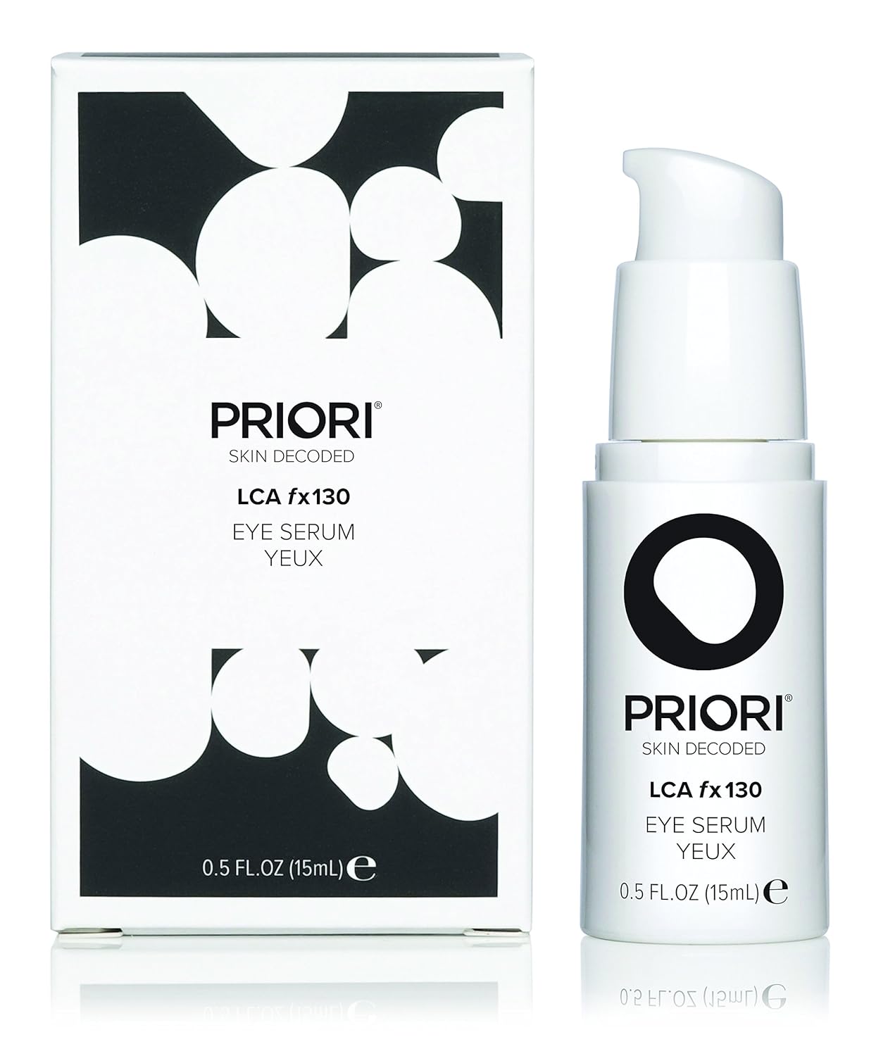 Priori Eye Serum LCA fx130 – Firming, De-puffing Eye Gel for Dark Circles and Wrinkles - AHA Lactic Acid, Caffeine, Vitamins A, C, E – 15 ml